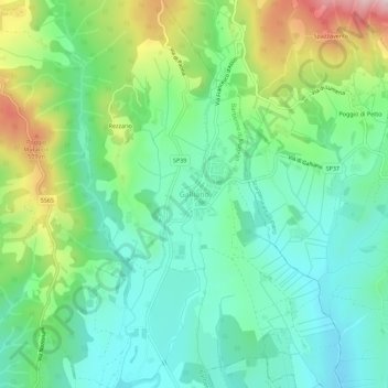 Galliano topographic map, elevation, terrain