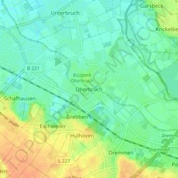 Oberbruch topographic map, elevation, terrain