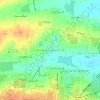 Kempathimmanahalli topographic map, elevation, terrain