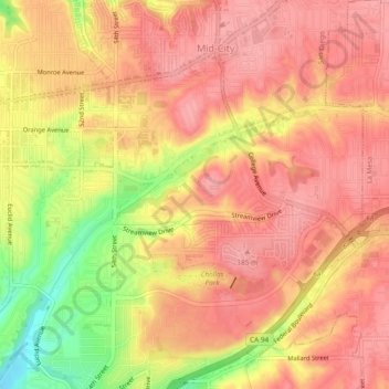 Darnall topographic map, elevation, terrain