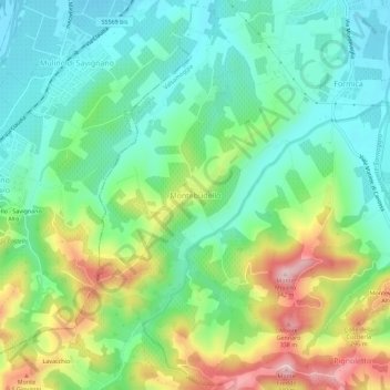 Montebudello topographic map, elevation, terrain