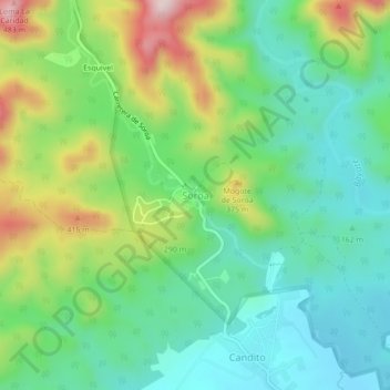 Soroa topographic map, elevation, terrain
