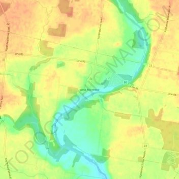 West Montrose topographic map, elevation, terrain