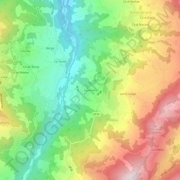 Savoniero topographic map, elevation, terrain
