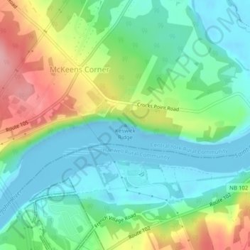 Keswick Ridge topographic map, elevation, terrain
