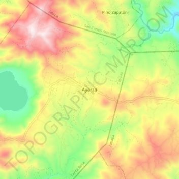 Ayarza topographic map, elevation, terrain