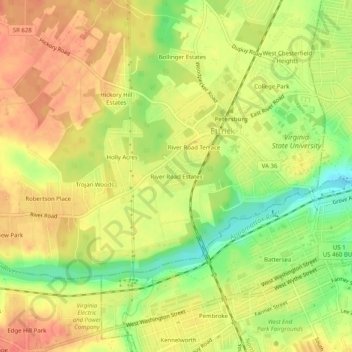 River Road Estates topographic map, elevation, terrain