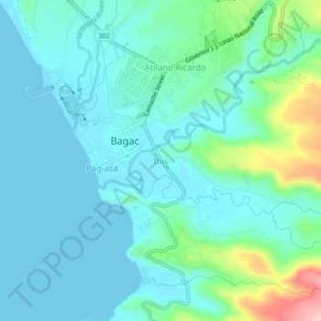 Ibis topographic map, elevation, terrain