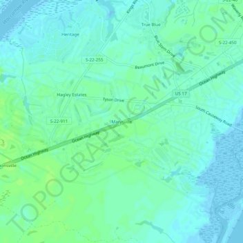 Marysville topographic map, elevation, terrain