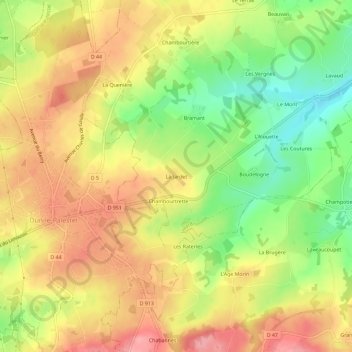 La Jardet topographic map, elevation, terrain