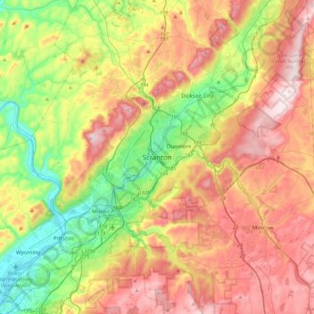 Scranton topographic map, elevation, terrain