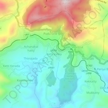 Ketti Valley topographic map, elevation, terrain