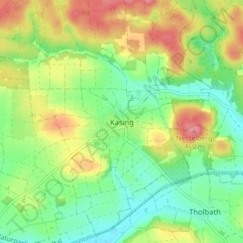 Kasing topographic map, elevation, terrain