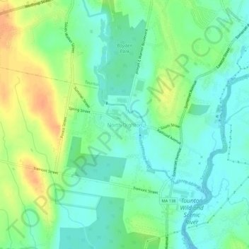 North Dighton topographic map, elevation, terrain