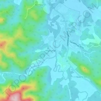 Vega Larga topographic map, elevation, terrain