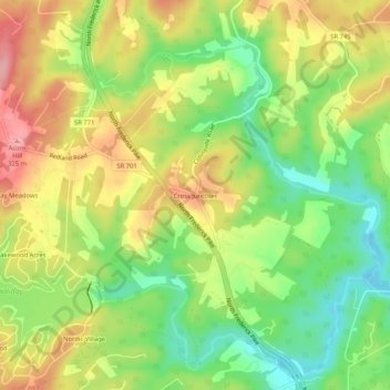 Cross Junction topographic map, elevation, terrain