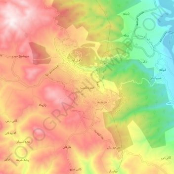 Sardasht topographic map, elevation, terrain