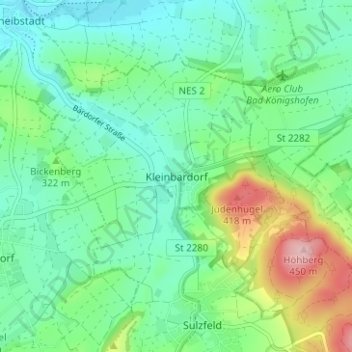 Kleinbardorf topographic map, elevation, terrain
