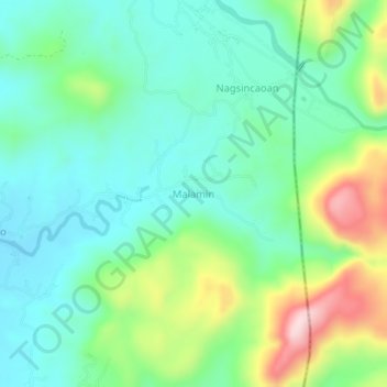 Malamin topographic map, elevation, terrain