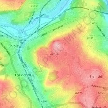 Wrose topographic map, elevation, terrain