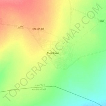 Molelema topographic map, elevation, terrain