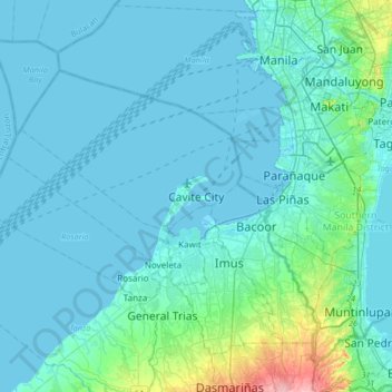 Cavite City topographic map, elevation, terrain