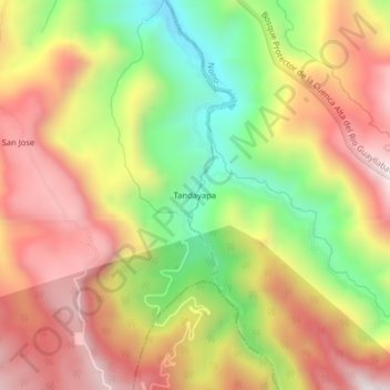 Tandayapa topographic map, elevation, terrain