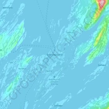 Brønnøysund topographic map, elevation, terrain