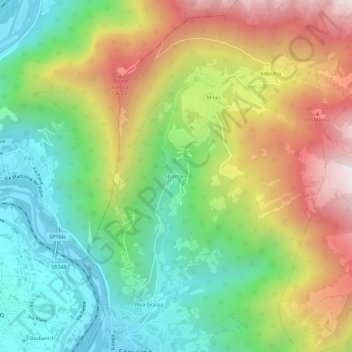 Stramare topographic map, elevation, terrain
