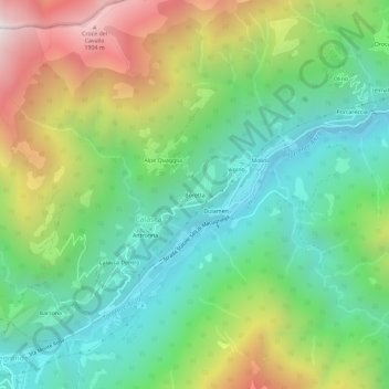 Boretta topographic map, elevation, terrain