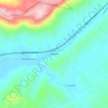 Speedwell topographic map, elevation, terrain