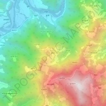Dapcha topographic map, elevation, terrain
