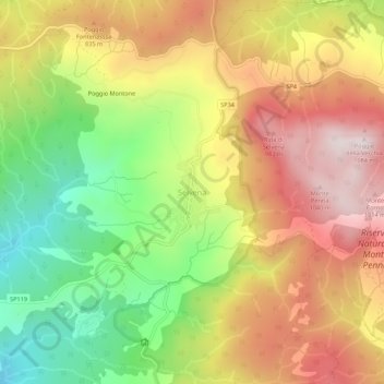 Selvena topographic map, elevation, terrain