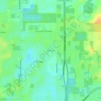 Norman topographic map, elevation, terrain
