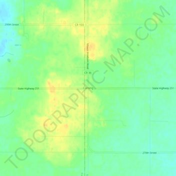 Corning topographic map, elevation, terrain