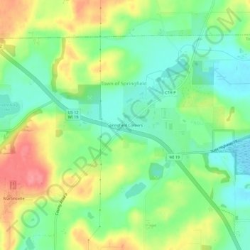 Springfield Corners topographic map, elevation, terrain