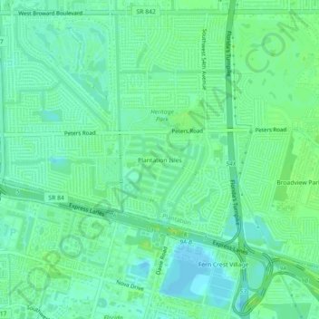 Plantation Isles topographic map, elevation, terrain