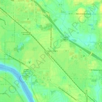 Thompson Heights topographic map, elevation, terrain