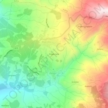 Poggio Sano topographic map, elevation, terrain