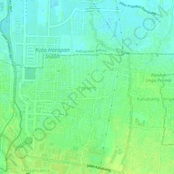 Pejuang topographic map, elevation, terrain