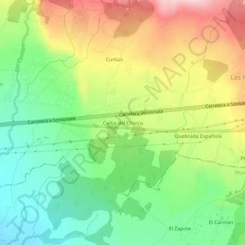 Ceiba del Charco topographic map, elevation, terrain