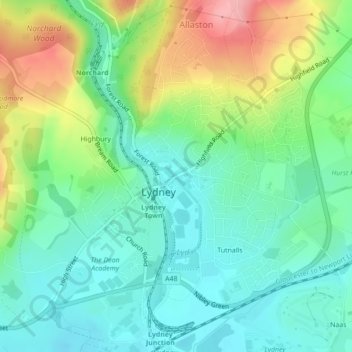 Lydney Hub topographic map, elevation, terrain