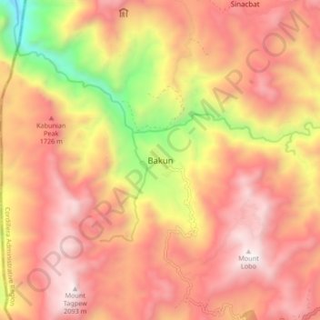 Bakun topographic map, elevation, terrain