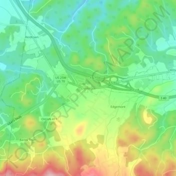 Clevenger topographic map, elevation, terrain