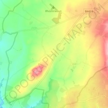 Rhoshirwaun topographic map, elevation, terrain
