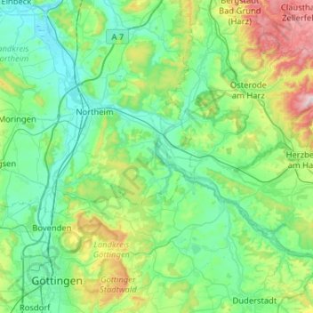 Katlenburg-Lindau topographic map, elevation, terrain