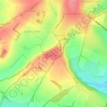 Yew Hill topographic map, elevation, terrain