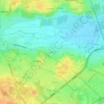 Gasteboy topographic map, elevation, terrain