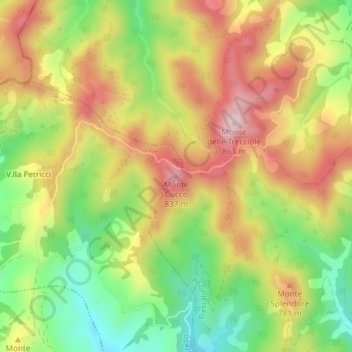 Monte Cucco topographic map, elevation, terrain