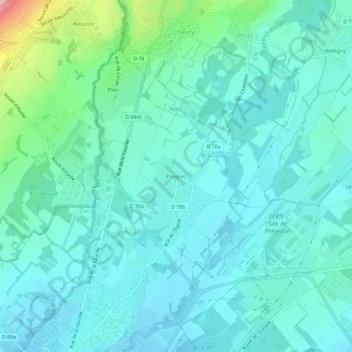 Pregnin topographic map, elevation, terrain